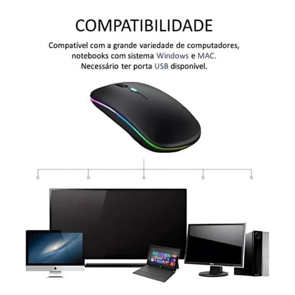 Mouses Wireless Recarregável Led Rgb 2.4 Ghz Sem Fio - Imagem 3