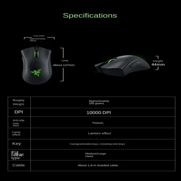 Razer Deathadder Viper Standard Edition 6400 Wired Gaming mouse New esports LOL - Imagem 6