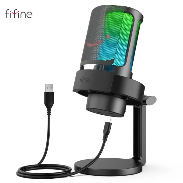 Microfone USB FIFINE para gravação e streaming em PC e Mac